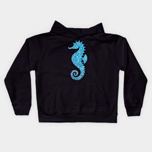 Light Blue Faux Glitter Seahorse Kids Hoodie